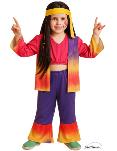 Kostüm Hippy Girl - Hohe Qualität, ideal für Karneval, Themenfeierlichkeiten und besondere Veranstaltungen