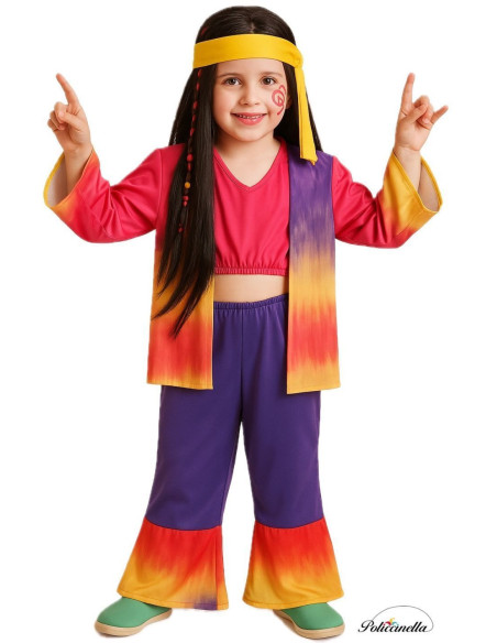 Disfrazzo Hippy Niña - di alta qualità, ideale per auto, feste a tema ed eventi speciali