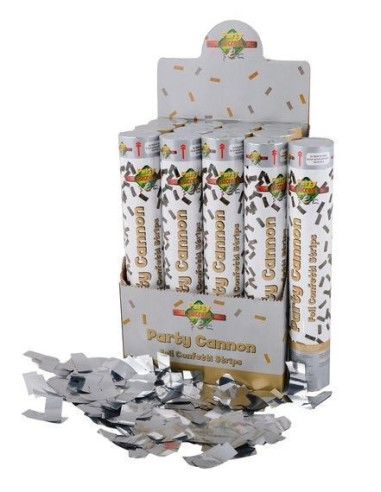 Cañon Confetti 30cm peças de prata - alta qualidade, ideal para carnaval, festividades temáticas e eventos especiais