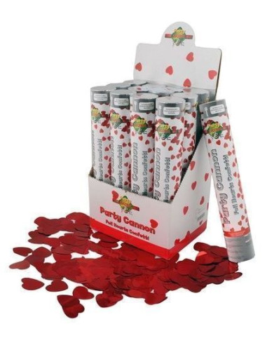Cañon confetti 30cm corazones rojos - de alta calidad, ideal para carnaval, fiestas temáticas y eventos especiales