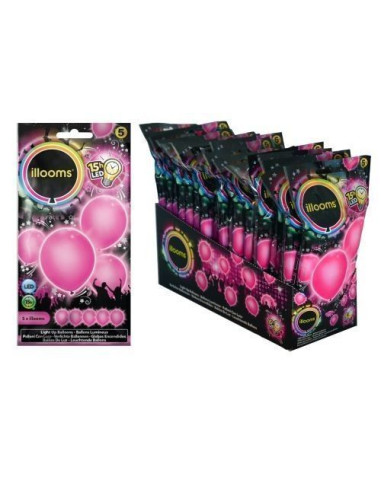 illooms globos led -  bolsa 5uds rosa - de alta calidad, ideal para carnaval, fiestas temáticas y eventos especiales