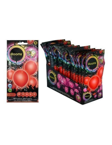 illooms globos led -  bolsa 5uds rojo - de alta calidad, ideal para carnaval, fiestas temáticas y eventos especiales