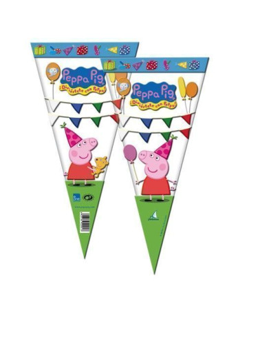 6 bolsas cono 20x40 peppa pig - de alta calidad, ideal para carnaval, fiestas temáticas y eventos especiales
