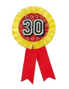 Holographic rosette '30' - high quality, ideal for carnival, themed parties, and special events