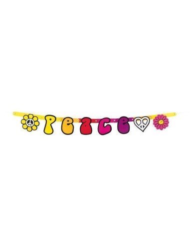 pancarta fiesta hippy (95 cm) - de alta calidad, ideal para carnaval, fiestas temáticas y eventos especiales