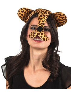 Diadema leopardo con hocico - de alta calidad, ideal para carnaval, fiestas temáticas y eventos especiales