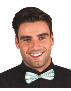 silver bow tie - high quality, ideal for carnival, themed parties and special events