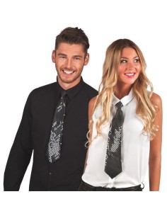 44cm black sequins tie - high quality, ideal for carnival, theme parties and special events